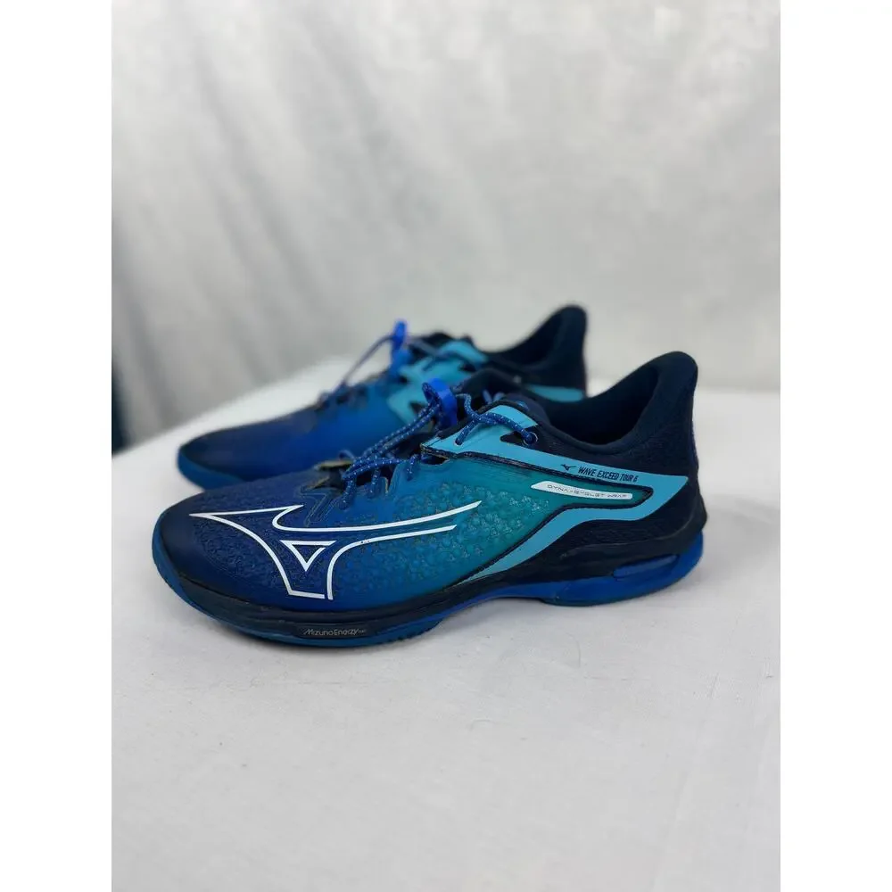 These are Mizuno Wave Exceed Tour 6 AC tennis/pickleball shoes, men's size 8.5.